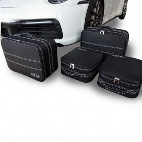 Bagaż szyty na miarę Porsche 911 typ 992 - zestaw 4 walizek częściowo skórzanych na tylną kanapę