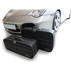 Kofferset op maat (bagage) set van 2 koffers voor in de voorbak van de Porsche 996 Turbo 4S