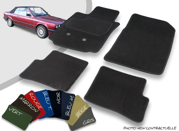 Tapis auto avant et arrière sur-mesure Bmw E30 cabriolet velours bordé