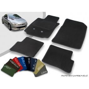 Tapis auto avant et arrière sur-mesure Peugeot 206 CC velours bordé