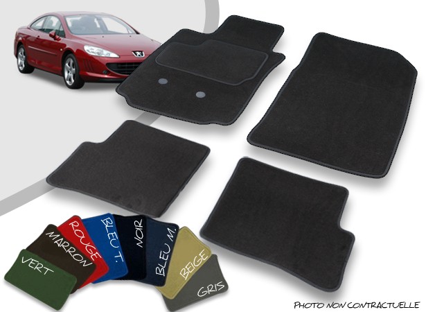 Tapis auto avant et arrière sur-mesure Peugeot 407 Coupé velours bordé