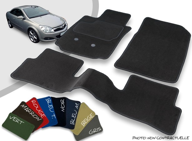 Tapis auto avant et arrière sur-mesure Opel Astra H cabriolet velours bordé