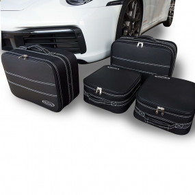 Bagagerie sur-mesure ensemble de 4 valises sièges arrières Porsche 992 - en cuir complet