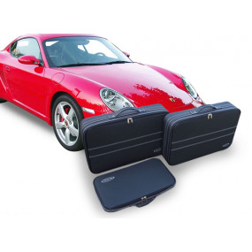 Tailor Made Kofferset (Bagage) Porsche Cayman 987C - Set van 3 koffers voor de kofferbak voorin in gedeeltelijk leer