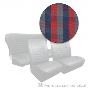 Garnitures de sièges Renault 4L avant et banquette arrière bi-matière tissu écossais rouge et simili cuir gris