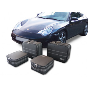 Bagagli (valigie) su misura per Porsche 996 cabrio (2002/2004) - set di 4 valigie per sedili posteriori parzialmente in pelle