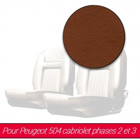 Garnitures de sièges avant pour Peugeot 504 cabriolet phase 2 et 3 (simili cuir marron)
