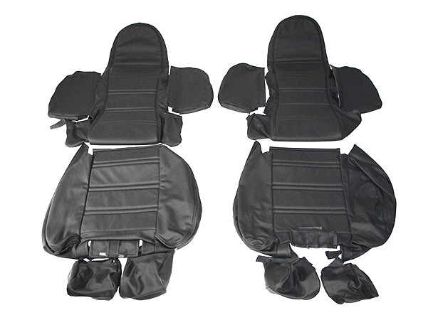 Coiffes de sièges avant/banquette arrière avec coussins en cuir noir surpiqûres rouge pour Alpine A310 V6