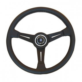Black leather steering wheel with black aluminum spokes BMW 1602/2002 (1967-1971) - Nardi Classic Line