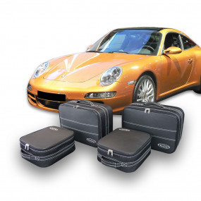 Kofferset op maat (bagage) Porsche 911 Targa - Set van 4 koffers voor de achterbank in Italiaans gedeeltelijk leer
