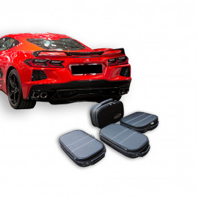 Corvette C8 tailor-made 4 pieces luggage in leather and leatherette (for the rear luggage compartment)