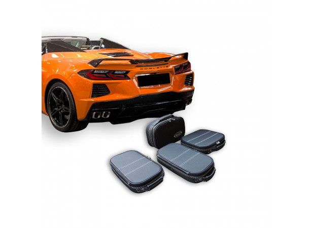 Maletas hechas a medida para Corvette C8 Convertible de cuero y cuero artificial (para el maletero trasero)