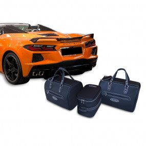 Maletas de 3 piezas hechas a medida para Corvette C8 Convertible de cuero y cuero artificial (para el maletero trasero)