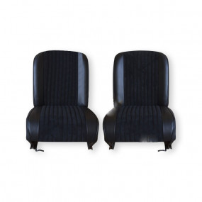 Revestimentos do assento dianteiros para o Fiat 500 F-L-R descapotável (couro sintético preto)