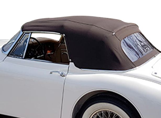 Capota macia Jaguar XK 150 D.H.C conversível em vinil com vidro traseiro em PVC com zíper