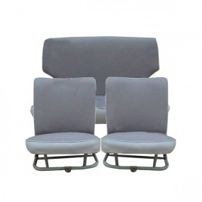 Renault 4CV Voor- en achterbankbekleding van grijze imitatie en grijze boombaststof