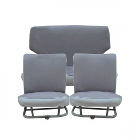 Garnitures de sièges avant et banquette arrière Renault 4CV en simili gris et tissu écorce grise