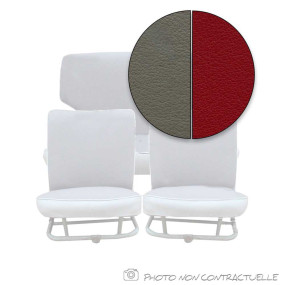 Garnitures de sièges Renault 4CV en simili cuir bi/ton rouge et gris