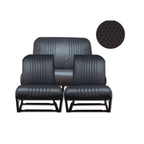 Trim for asymmetric front seats and rear bench in perforated black leatherette for Citroën Dyane