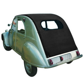 Capote longue Citroen 2CV petite vitre décapotable en vinyle PG gris anthracite avec fermeture extérieure
