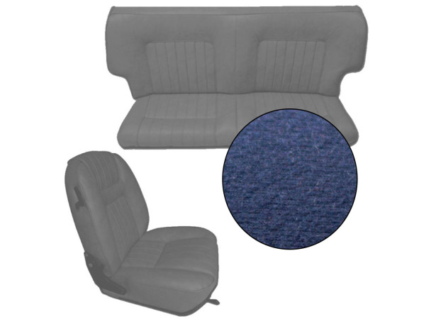 Garnitures de sièges avant et banquette arrière en velours bleu pour Peugeot 504 coupé phase 1