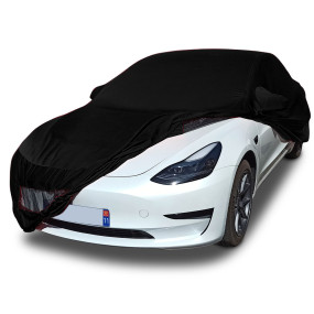 Custom-made Tesla Model 3 indoor car cover in Coverlux Jersey - black