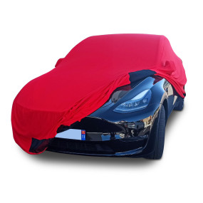 Bâche protection intérieure sur-mesure Tesla Model Y en Jersey Coverlux - rouge