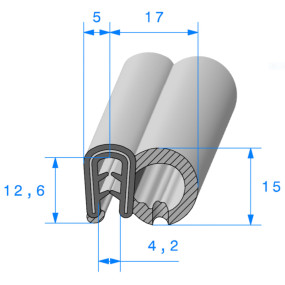 Versterkte deurafdichting - 22 x 12.6 mm