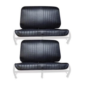 Garnitures banquettes Citroën 2CV (avant et arrière) - simili cuir noir perforé sans rabat