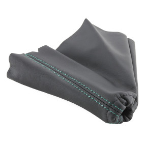 Soufflet levier de vitesse cuir noir couture verte pour "Peugeot 205 CTI"