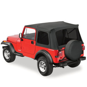 Capote Jeep Wrangler CJ7 4x4 sans portes sans arceaux en vinyle denim