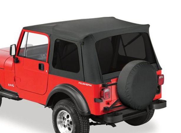 Capote Jeep Wrangler CJ7 4x4 sans portes sans arceaux en vinyle denim