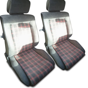 Garnitures des sièges sport Volkswagen Golf 1 cabriolet en tissu écossais rouge (1984/+)