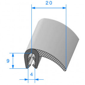 Vedante (selo) de porta compacta + lábio - 20 x 9 mm