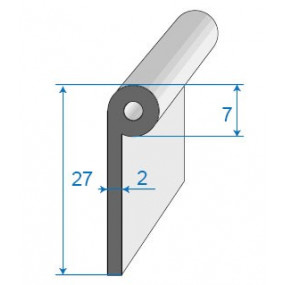 Vedante (selo) inferior da porta com talão - 7 x 27 mm