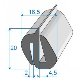 Glas- und Windschutzscheibendichtung - 16,5 x 20 mm