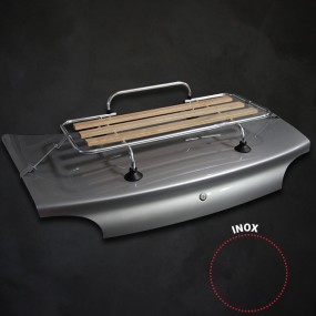 Kit porta-bagagens (bagageiro) de madeira Veronique 3 barras de aço inoxidável + Kit galvanizado com ventosas