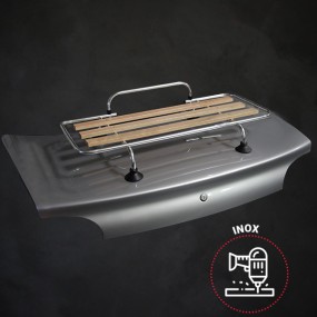 Kit porta-bagagens (bagageiro) de madeira Veronique 3 barras de aço inoxidável de perfuração + ventosas