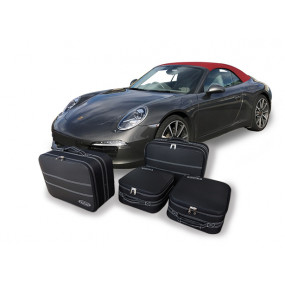 Bagagerie sur-mesure Porsche 911 type 991- ensemble 4 valises sièges arrières en cuir partiel