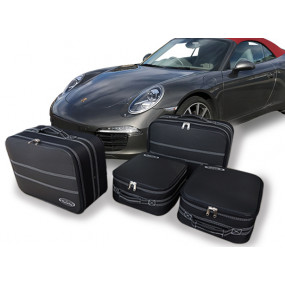 Bagagerie sur-mesure ensemble de 4 valises sièges arrières Porsche 991 - en cuir complet