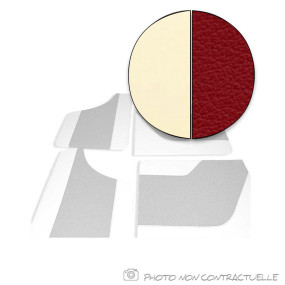 Satz von 4 Türverkleidungen für Simca Aronde P60 aus hellbeigem und rotem Kunstleder