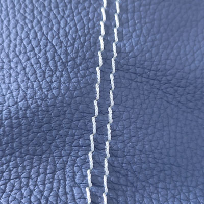 Navy Blue Leather / White Stitching