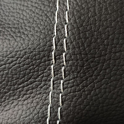 Black Leather / Silver Seam